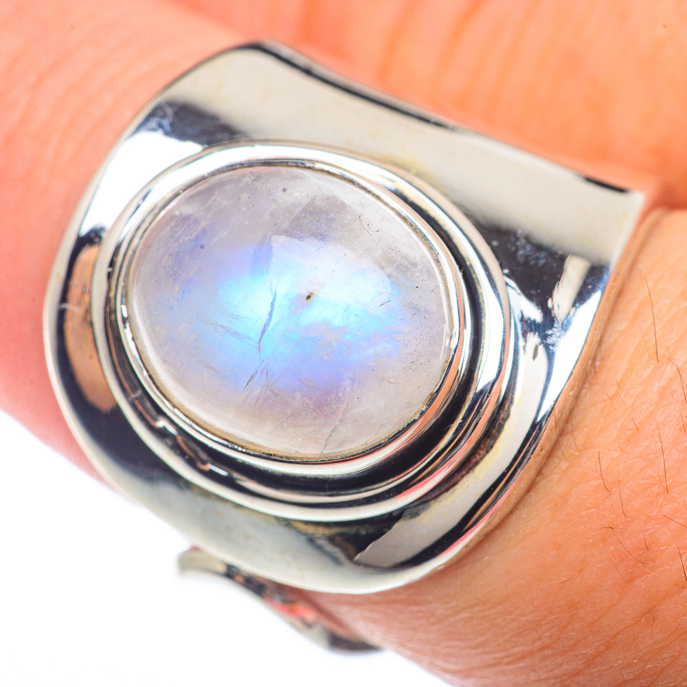 Rainbow Moonstone Rings handcrafted by Ana Silver Co - RING73175