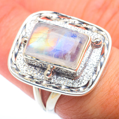 Rainbow Moonstone Rings handcrafted by Ana Silver Co - RING73176