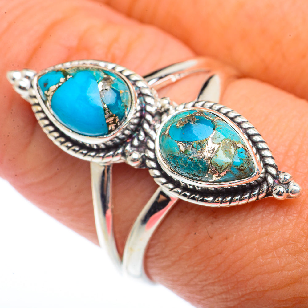 Blue Copper Composite Turquoise Rings handcrafted by Ana Silver Co - RING73188