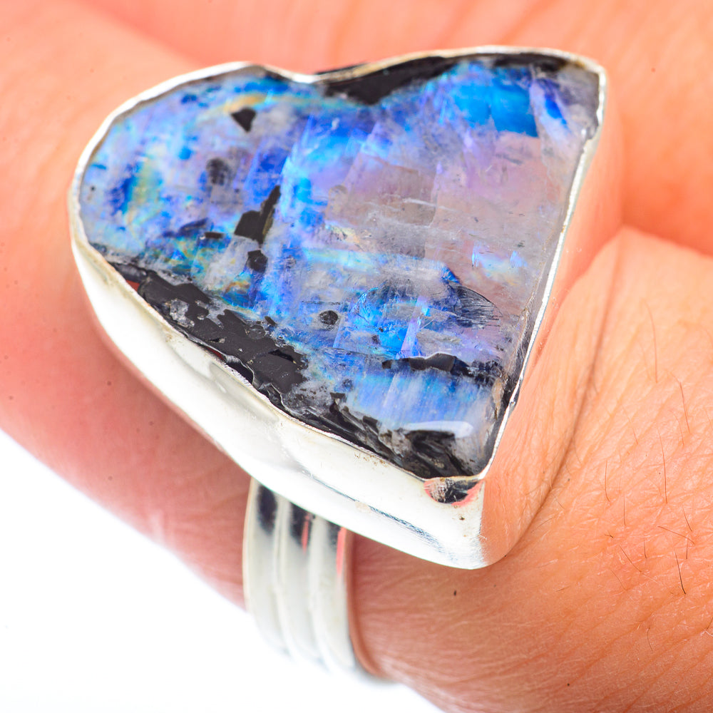 Rainbow Moonstone Rings handcrafted by Ana Silver Co - RING73216
