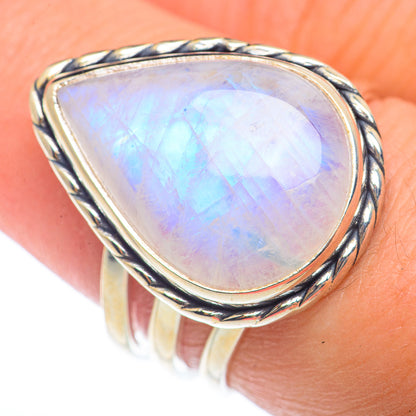 Rainbow Moonstone Rings handcrafted by Ana Silver Co - RING73217
