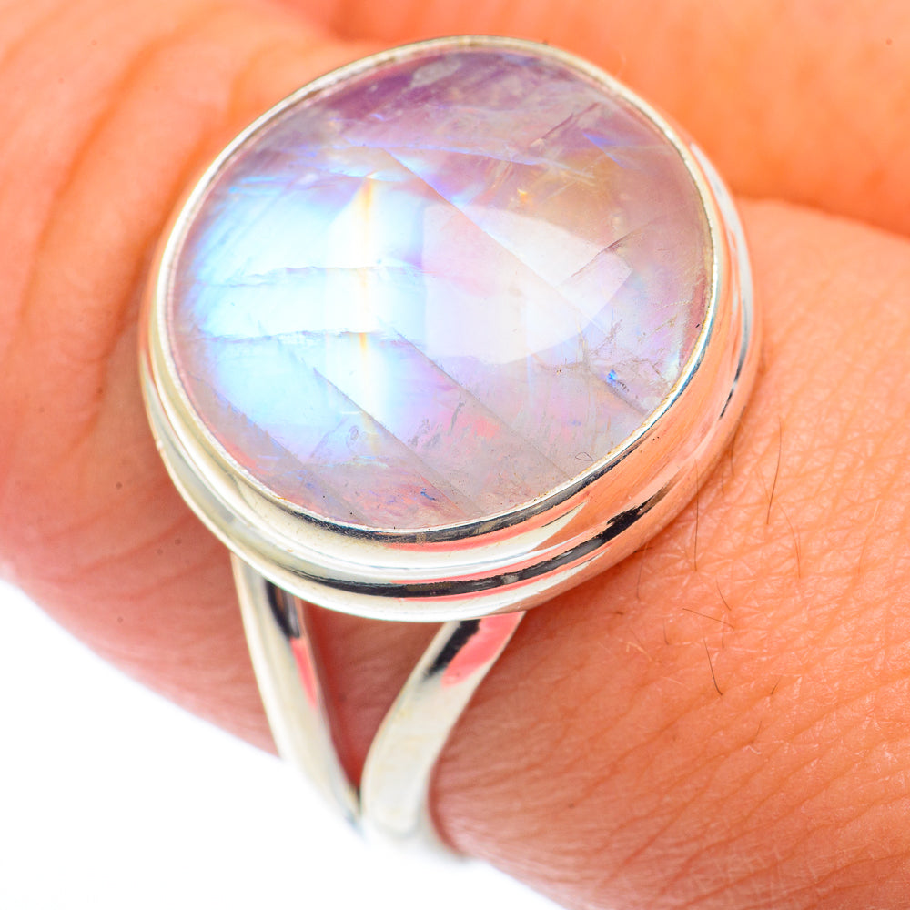 Rainbow Moonstone Rings handcrafted by Ana Silver Co - RING73220