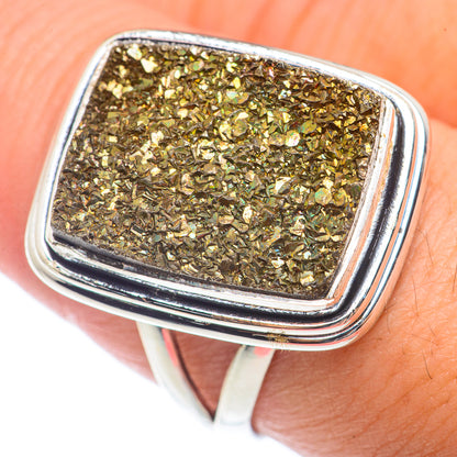 Spectro Pyrite Druzy Rings handcrafted by Ana Silver Co - RING73254