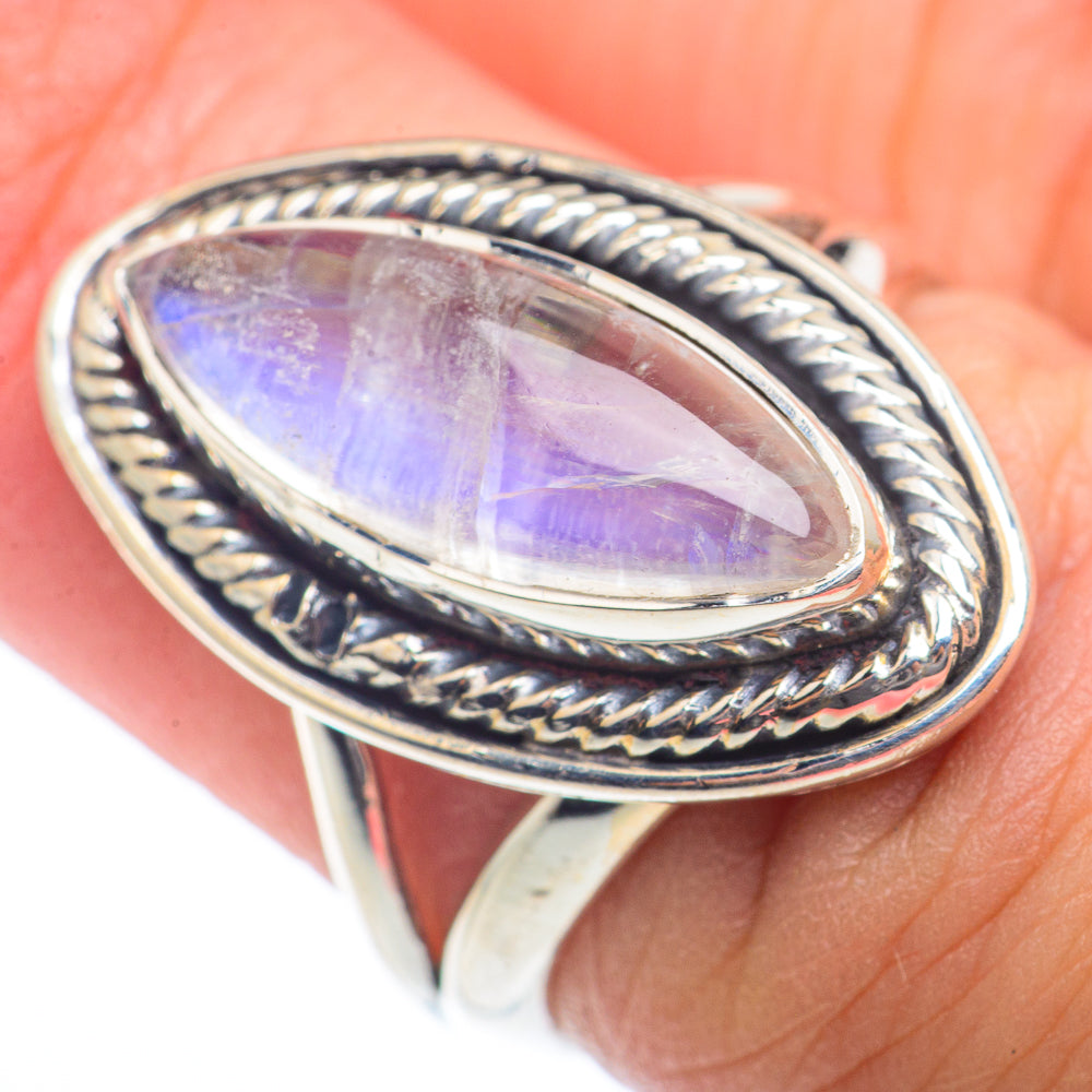 Rainbow Moonstone Rings handcrafted by Ana Silver Co - RING73258