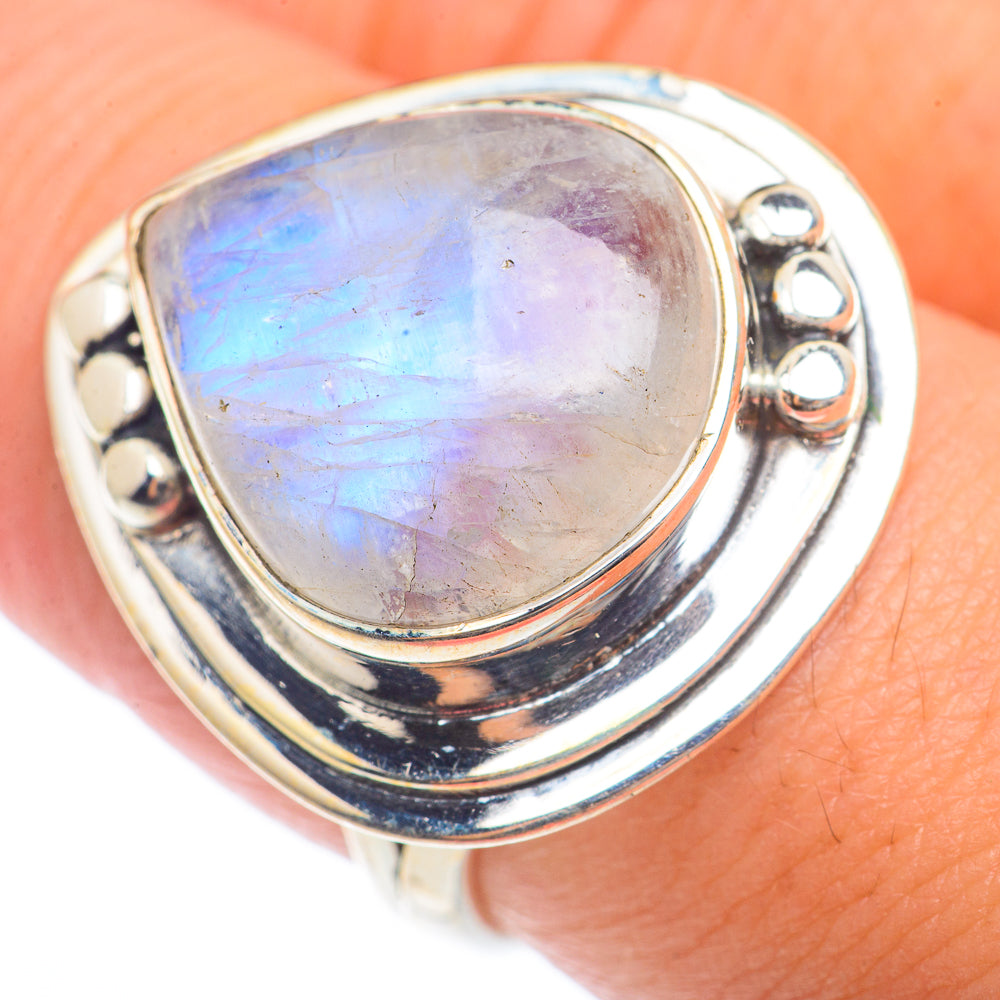 Rainbow Moonstone Rings handcrafted by Ana Silver Co - RING73260