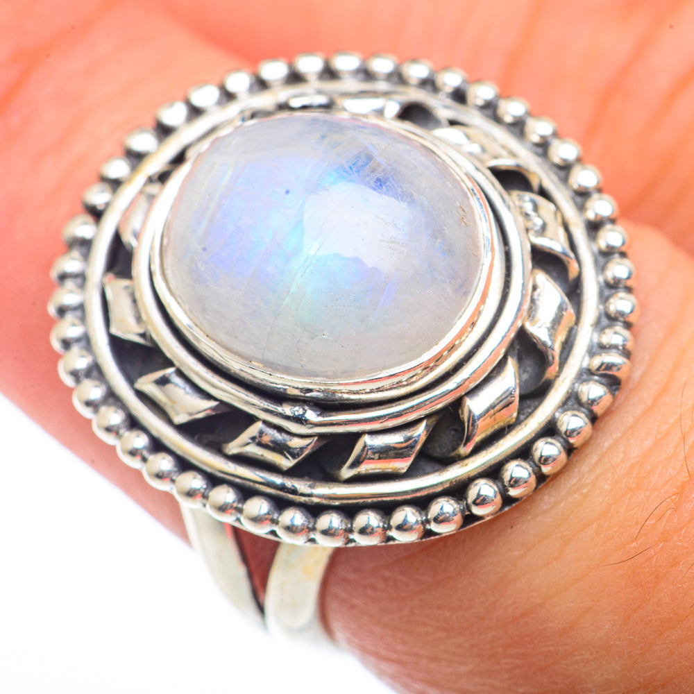 Rainbow Moonstone Rings handcrafted by Ana Silver Co - RING73262