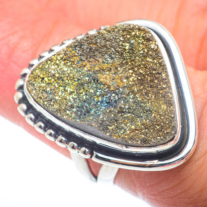 Spectro Pyrite Druzy Rings handcrafted by Ana Silver Co - RING73294