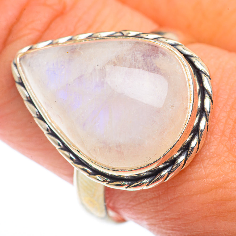 Rainbow Moonstone Rings handcrafted by Ana Silver Co - RING73298
