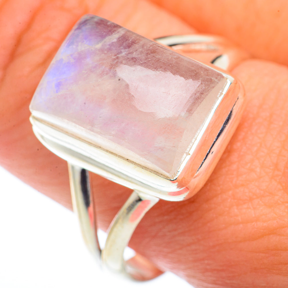 Rainbow Moonstone Rings handcrafted by Ana Silver Co - RING73300