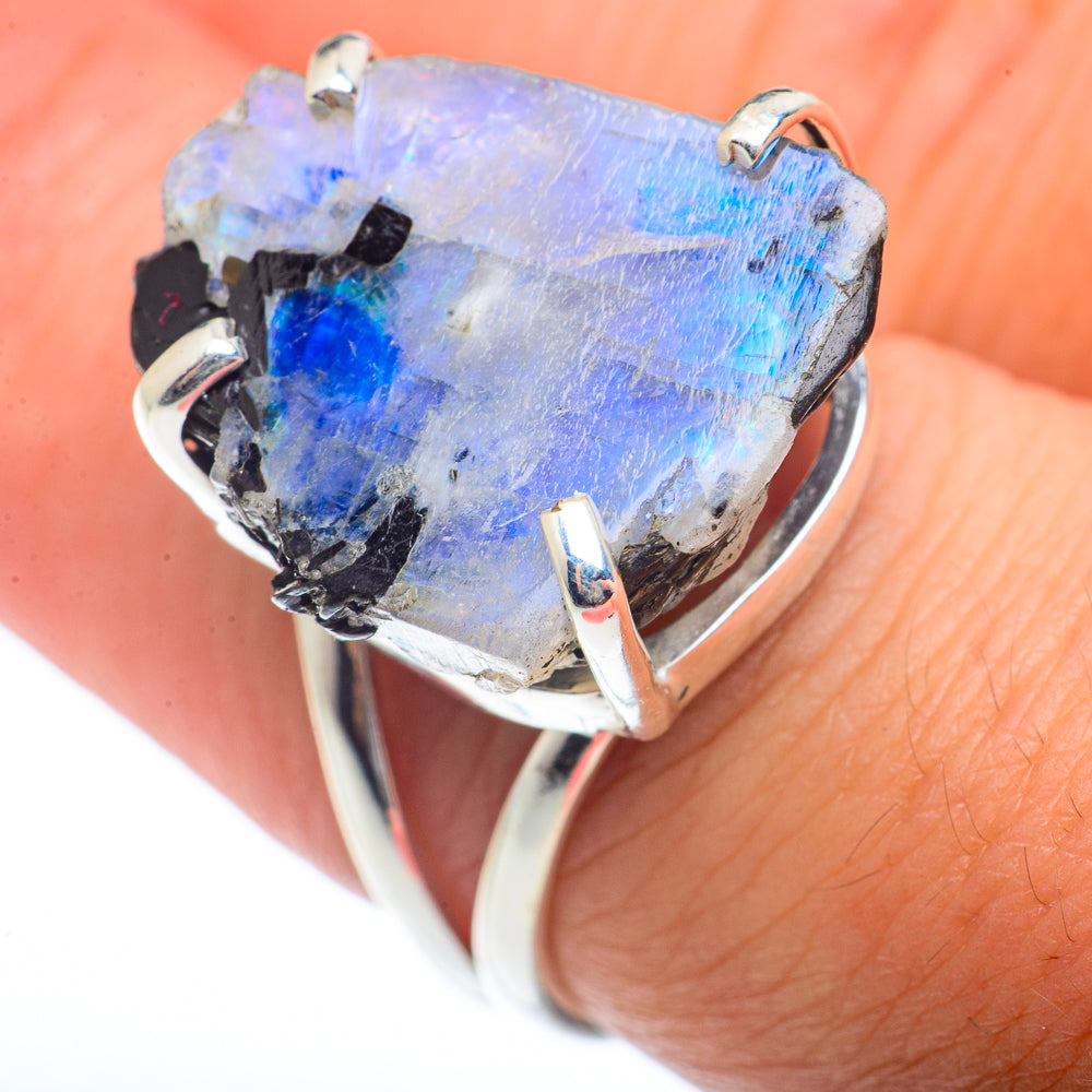 Rainbow Moonstone Rings handcrafted by Ana Silver Co - RING73304