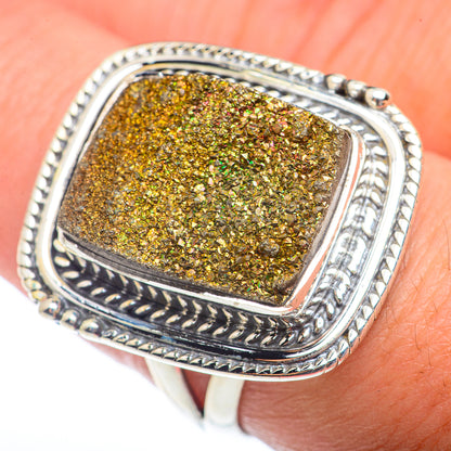 Spectro Pyrite Druzy Rings handcrafted by Ana Silver Co - RING73328