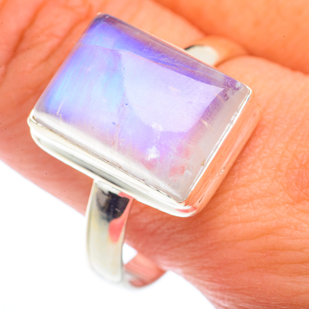 Rainbow Moonstone Rings handcrafted by Ana Silver Co - RING73333