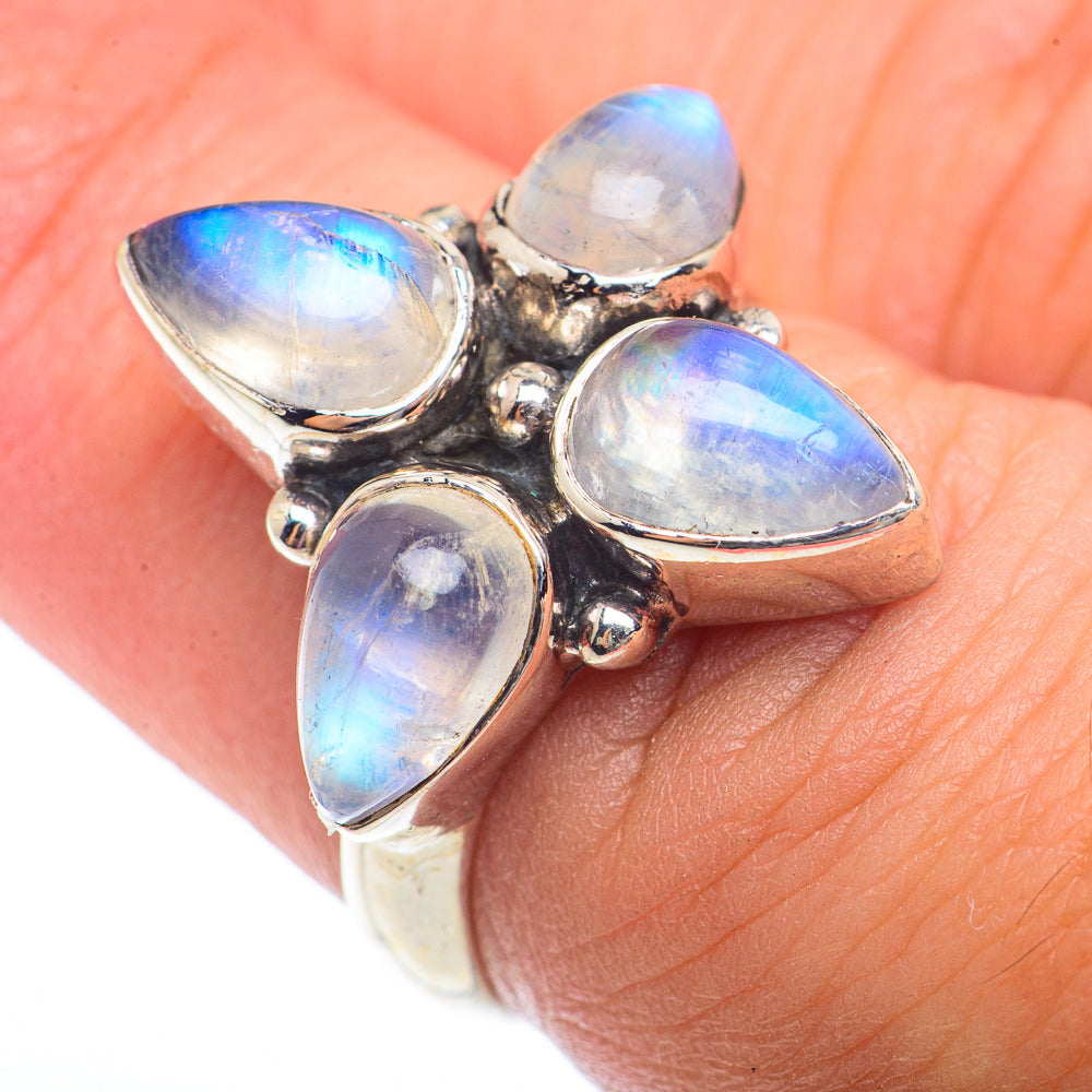 Rainbow Moonstone Rings handcrafted by Ana Silver Co - RING73369