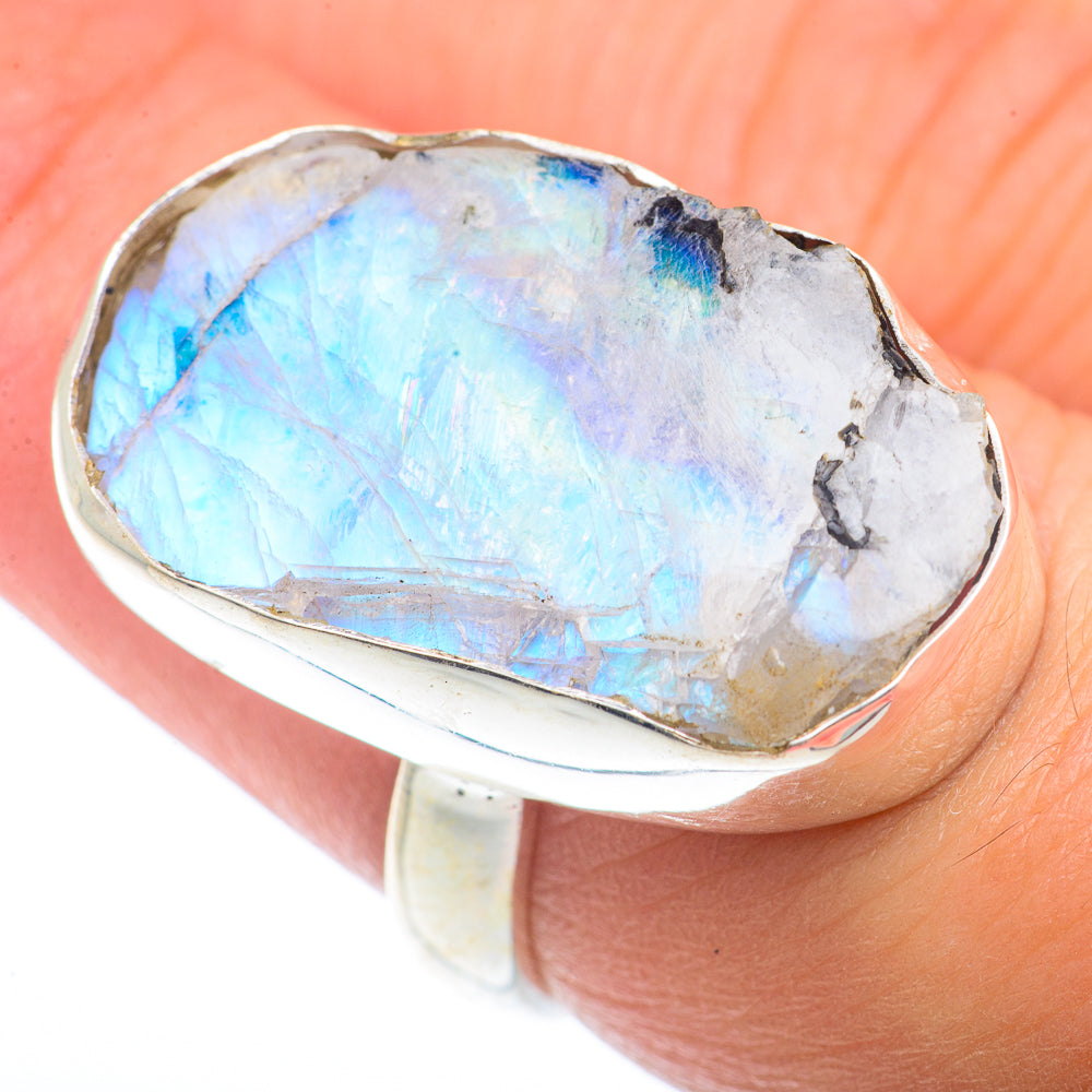Rainbow Moonstone Rings handcrafted by Ana Silver Co - RING73370