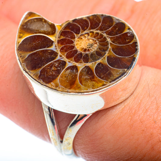 Ammonite Fossil Rings handcrafted by Ana Silver Co - RING73392