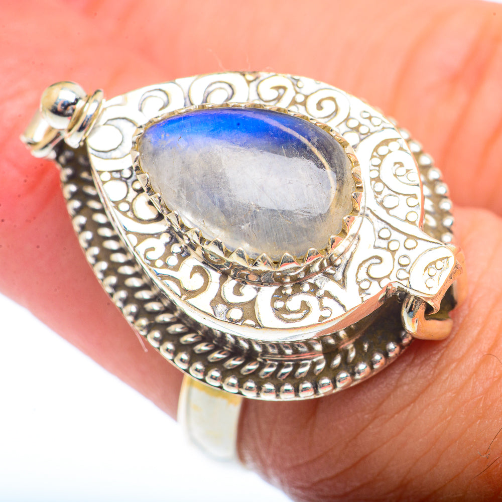 Rainbow Moonstone Rings handcrafted by Ana Silver Co - RING73406
