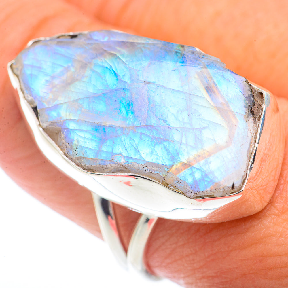 Rainbow Moonstone Rings handcrafted by Ana Silver Co - RING73408