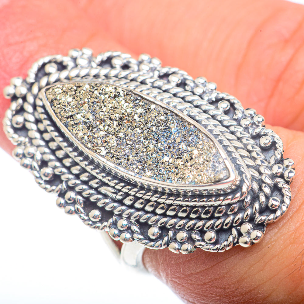 Spectro Pyrite Druzy Rings handcrafted by Ana Silver Co - RING73440