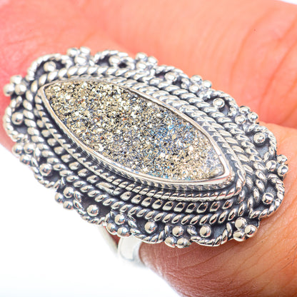 Spectro Pyrite Druzy Rings handcrafted by Ana Silver Co - RING73440