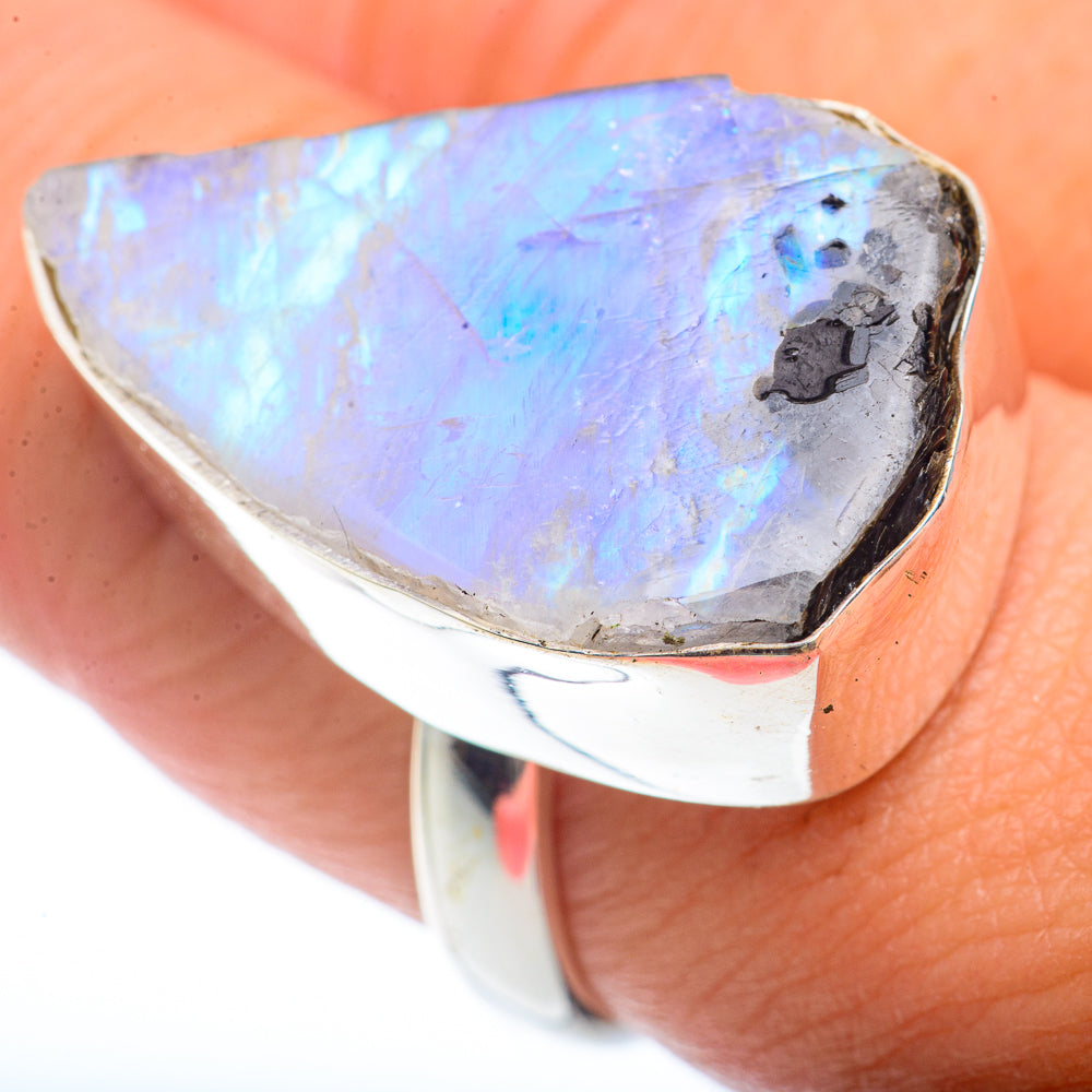 Rainbow Moonstone Rings handcrafted by Ana Silver Co - RING73444