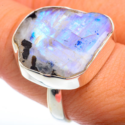 Rainbow Moonstone Rings handcrafted by Ana Silver Co - RING73445