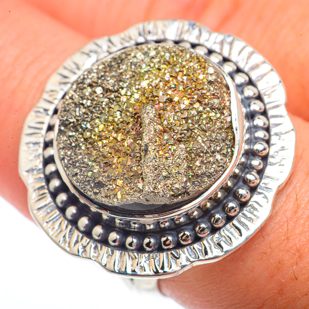 Spectro Pyrite Druzy Rings handcrafted by Ana Silver Co - RING73465