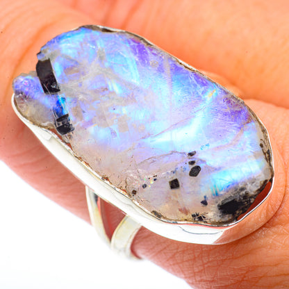 Rainbow Moonstone Rings handcrafted by Ana Silver Co - RING73470