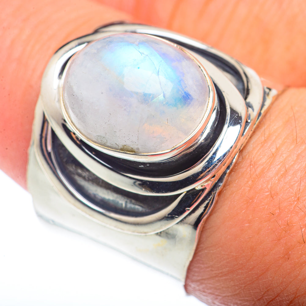 Rainbow Moonstone Rings handcrafted by Ana Silver Co - RING73510