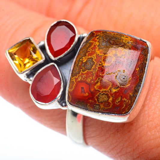 Red Jasper, Red Onyx, Citrine Rings handcrafted by Ana Silver Co - RING73515
