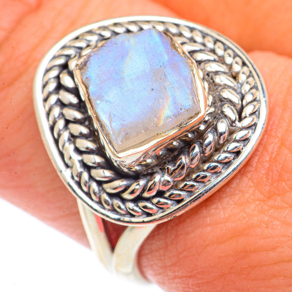 Rainbow Moonstone Rings handcrafted by Ana Silver Co - RING73559