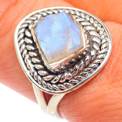 Rainbow Moonstone Rings handcrafted by Ana Silver Co - RING73559