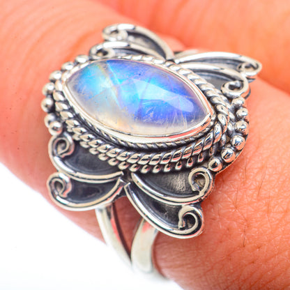 Rainbow Moonstone Rings handcrafted by Ana Silver Co - RING73560