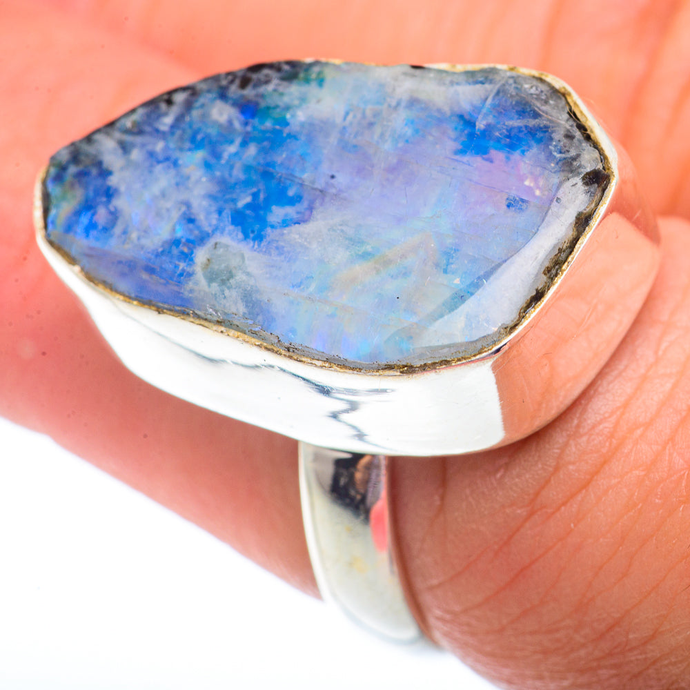 Rainbow Moonstone Rings handcrafted by Ana Silver Co - RING73561