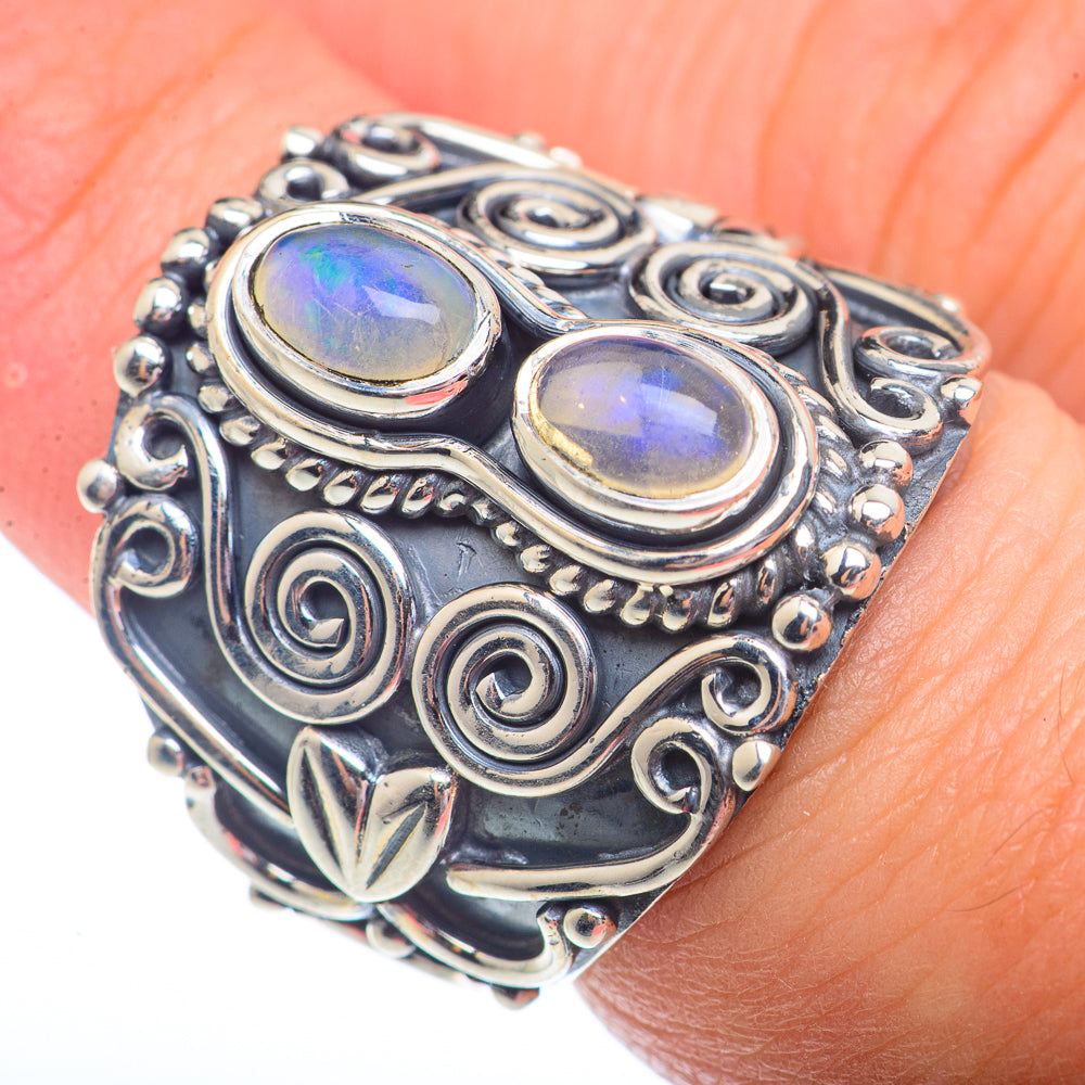 Rainbow Moonstone Rings handcrafted by Ana Silver Co - RING73566