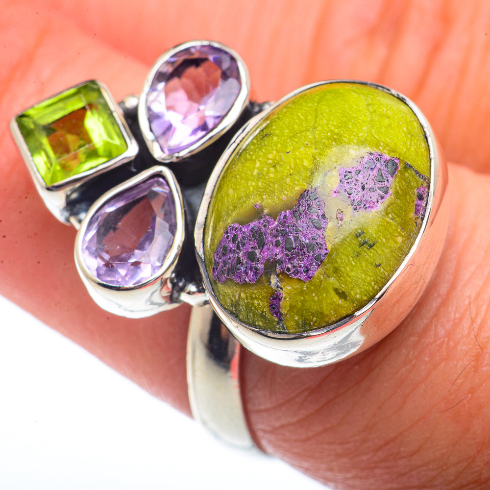 Atlantisite, Peridot, Amethyst Rings handcrafted by Ana Silver Co - RING73570