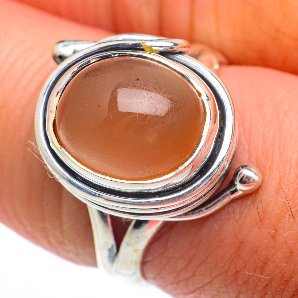 Peach Moonstone Rings handcrafted by Ana Silver Co - RING73590