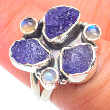 Tanzanite, Rainbow Moonstone Rings handcrafted by Ana Silver Co - RING73596
