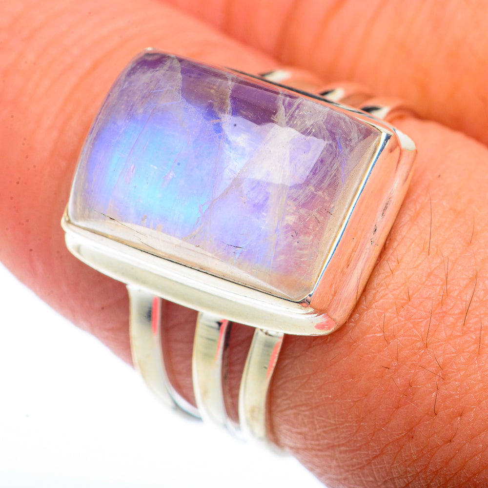 Rainbow Moonstone Rings handcrafted by Ana Silver Co - RING73609