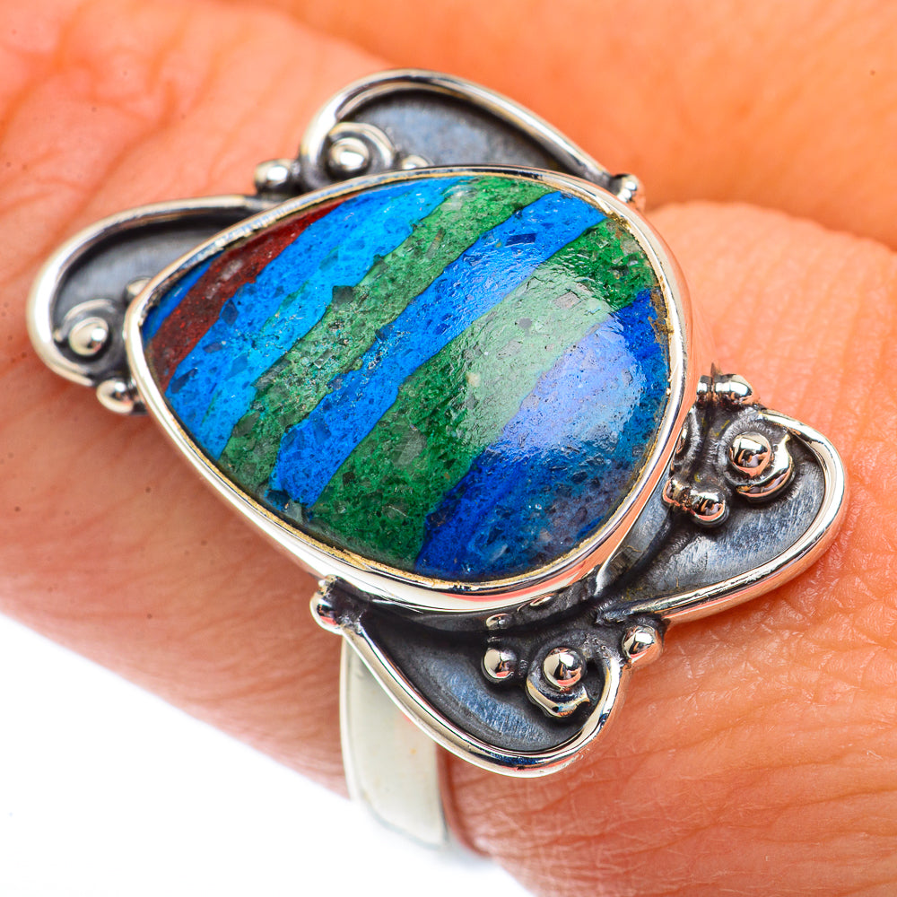 Rainbow Calsilica Rings handcrafted by Ana Silver Co - RING73611
