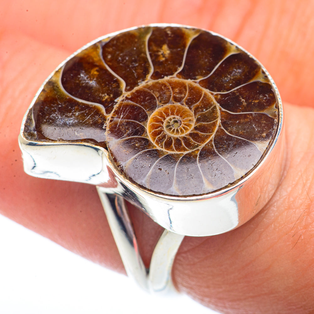 Ammonite Fossil Rings handcrafted by Ana Silver Co - RING73634