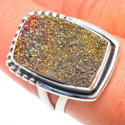 Spectro Pyrite Druzy Rings handcrafted by Ana Silver Co - RING73645