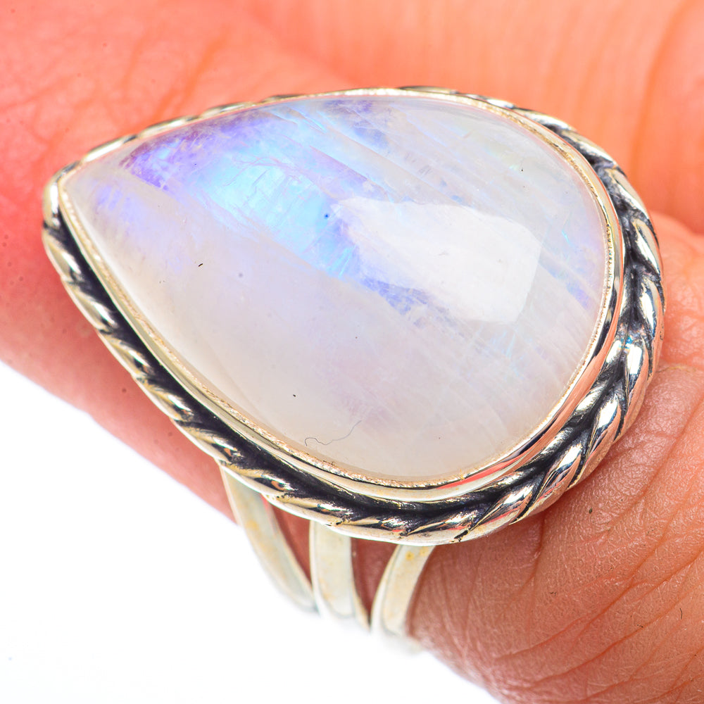 Rainbow Moonstone Rings handcrafted by Ana Silver Co - RING73649
