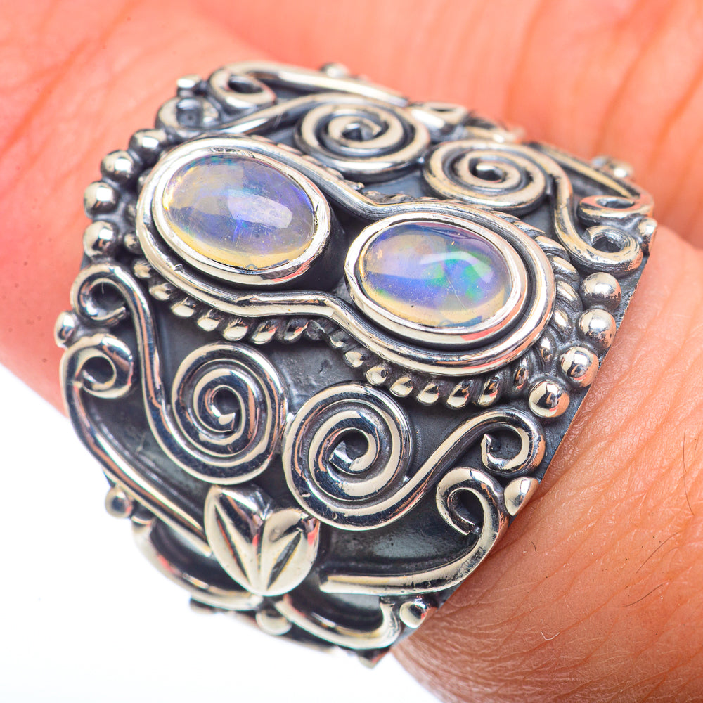 Rainbow Moonstone Rings handcrafted by Ana Silver Co - RING73656