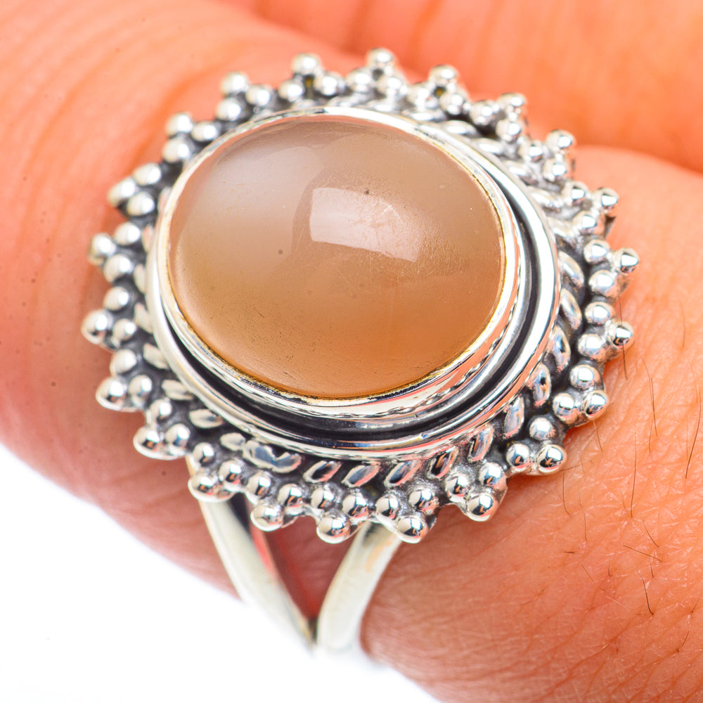 Peach Moonstone Rings handcrafted by Ana Silver Co - RING73681