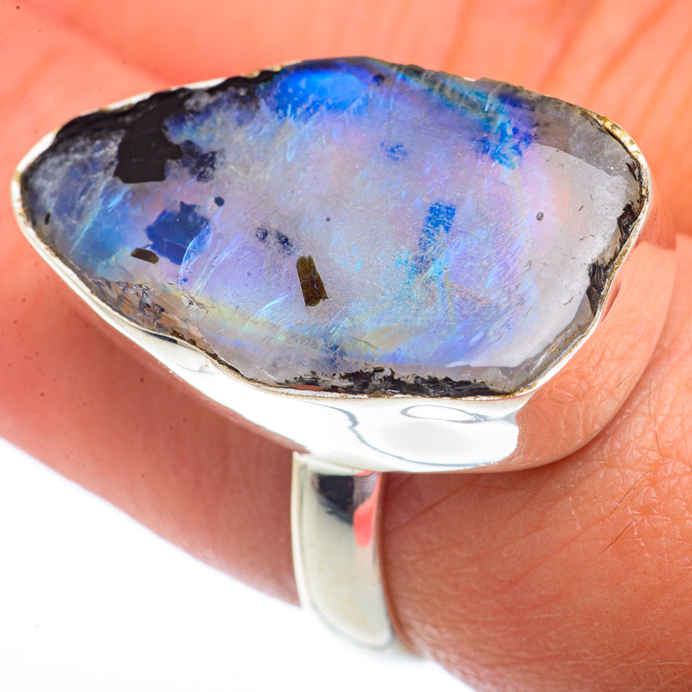 Rainbow Moonstone Rings handcrafted by Ana Silver Co - RING73696