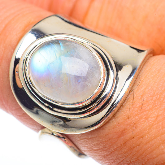 Rainbow Moonstone Rings handcrafted by Ana Silver Co - RING73698