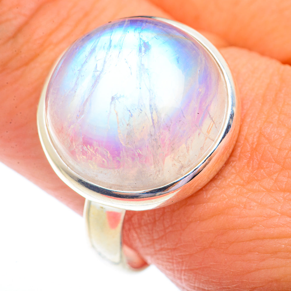 Rainbow Moonstone Rings handcrafted by Ana Silver Co - RING73699