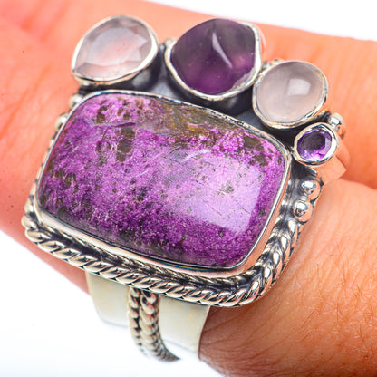 Stichtite, Amethyst, Rainbow Moonstone Rings handcrafted by Ana Silver Co - RING73732