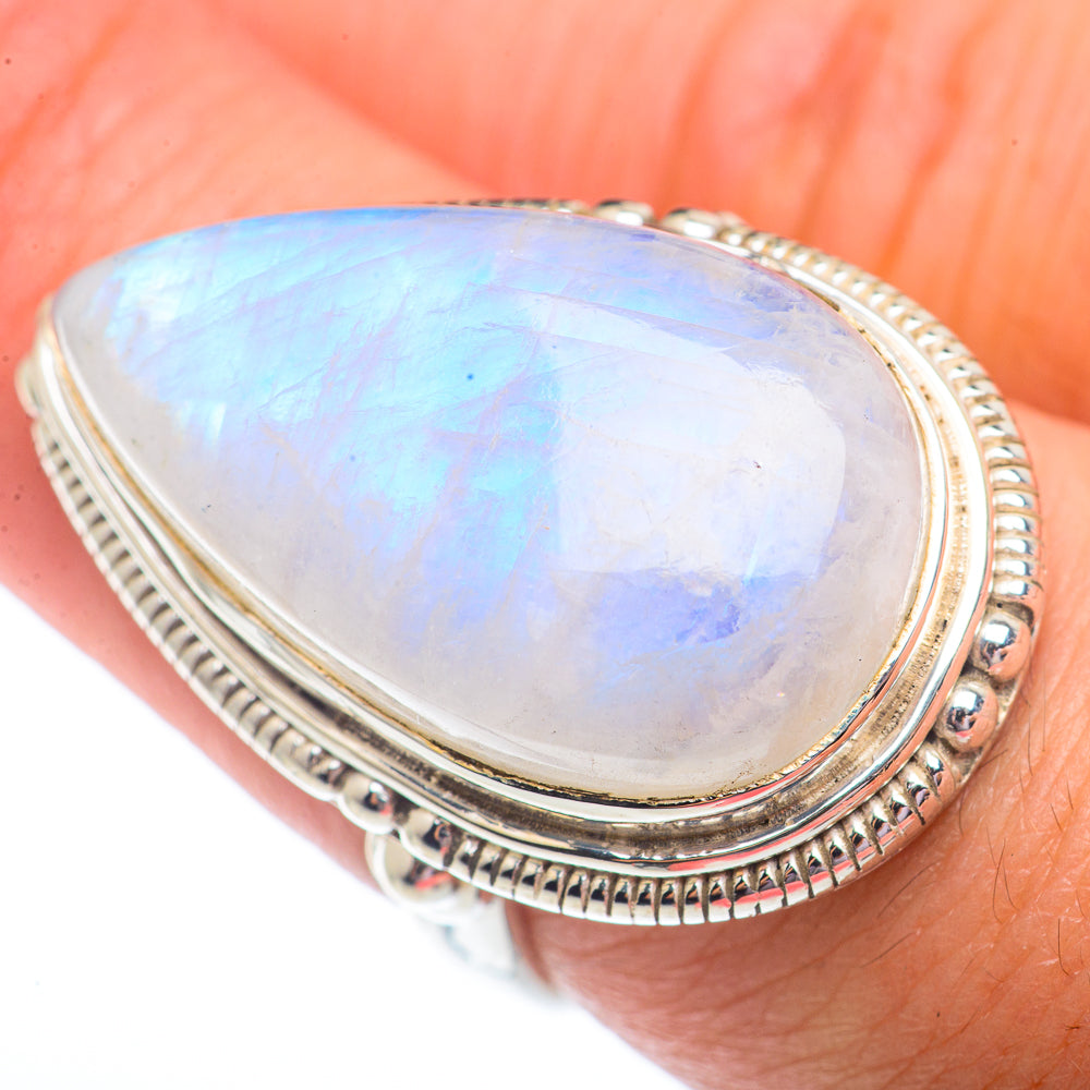 Rainbow Moonstone Rings handcrafted by Ana Silver Co - RING73737