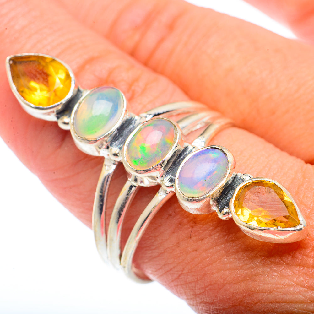 Ethiopian Opal, Citrine Rings handcrafted by Ana Silver Co - RING73746